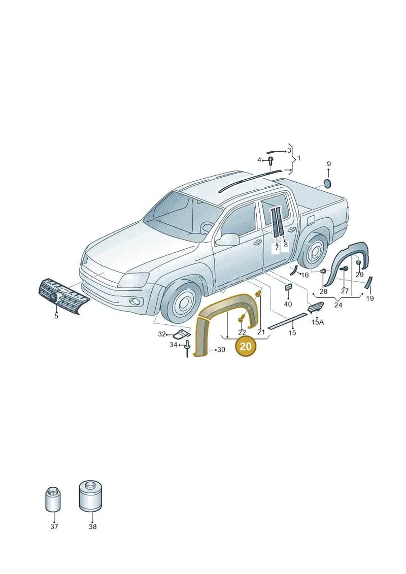 2HH854731GRU — Volkswagen Amarok twin cab (2012-2016) diagram 683853000, position 20