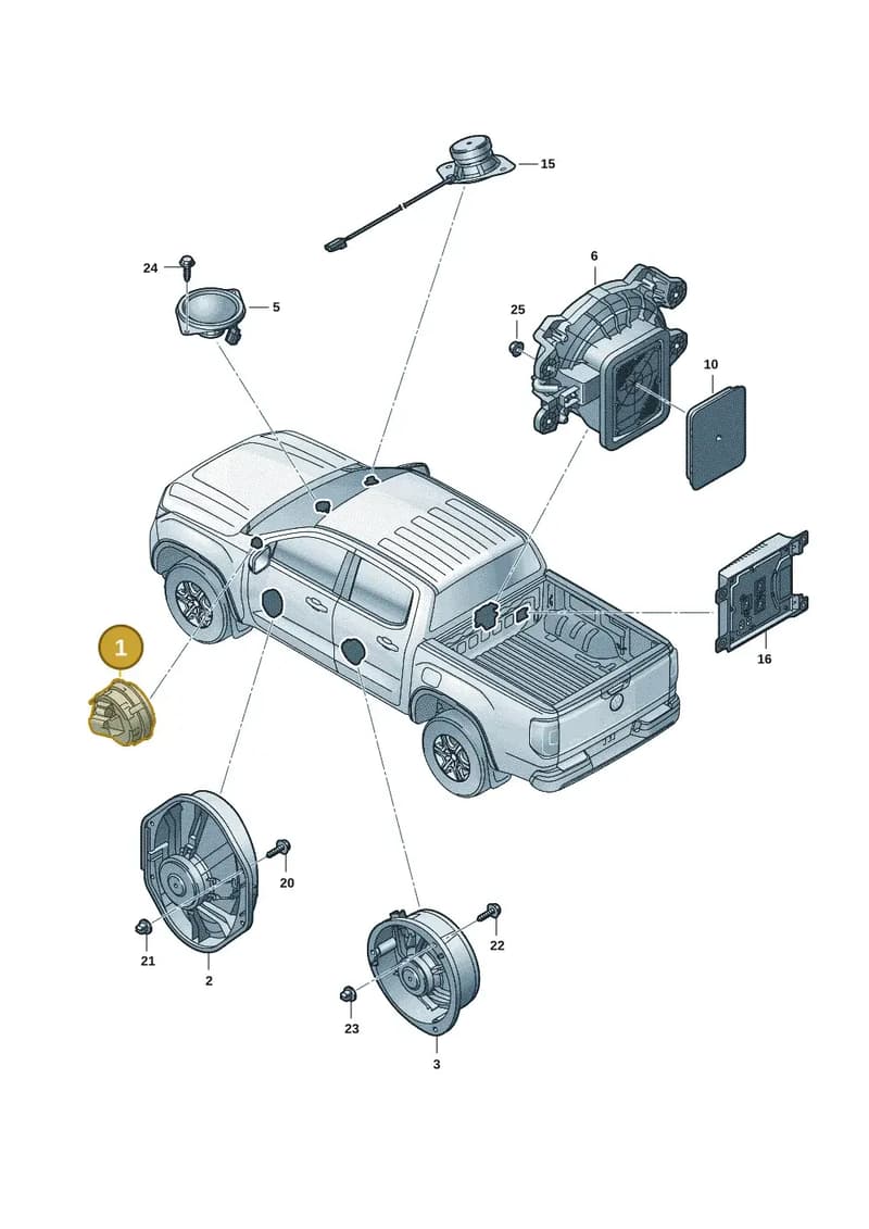 2HJ035361J — Volkswagen Amarok (2022-2025) diagram 2hb035350, position 1