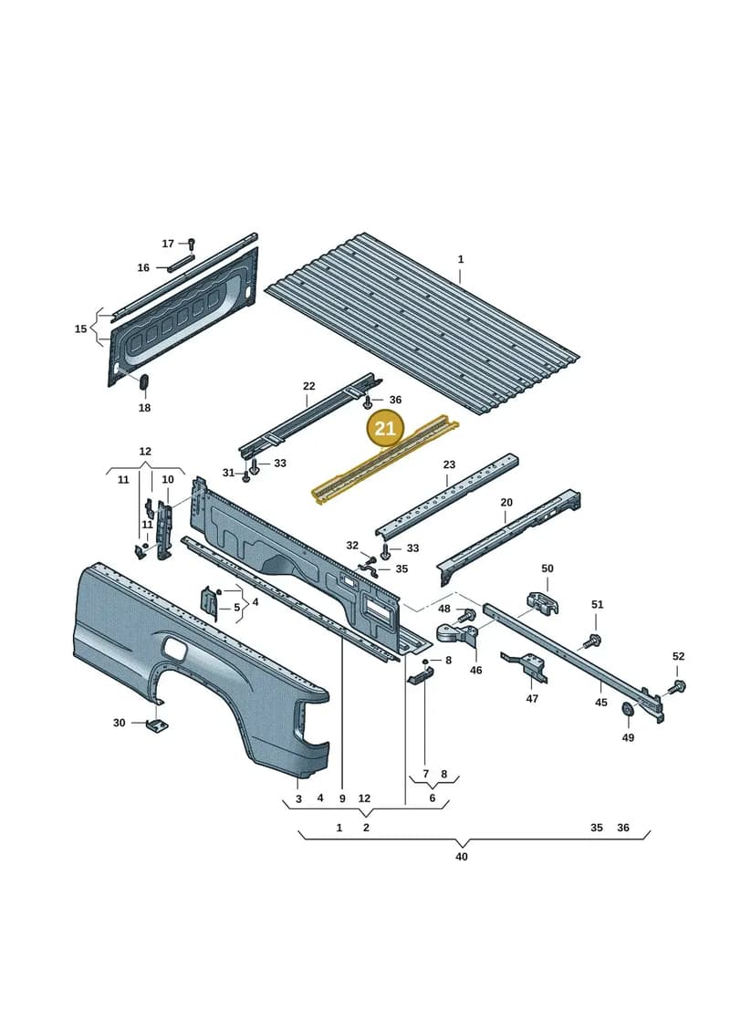 2HJ813025D — Volkswagen Amarok (2022-2025) diagram 2hb801000, position 21
