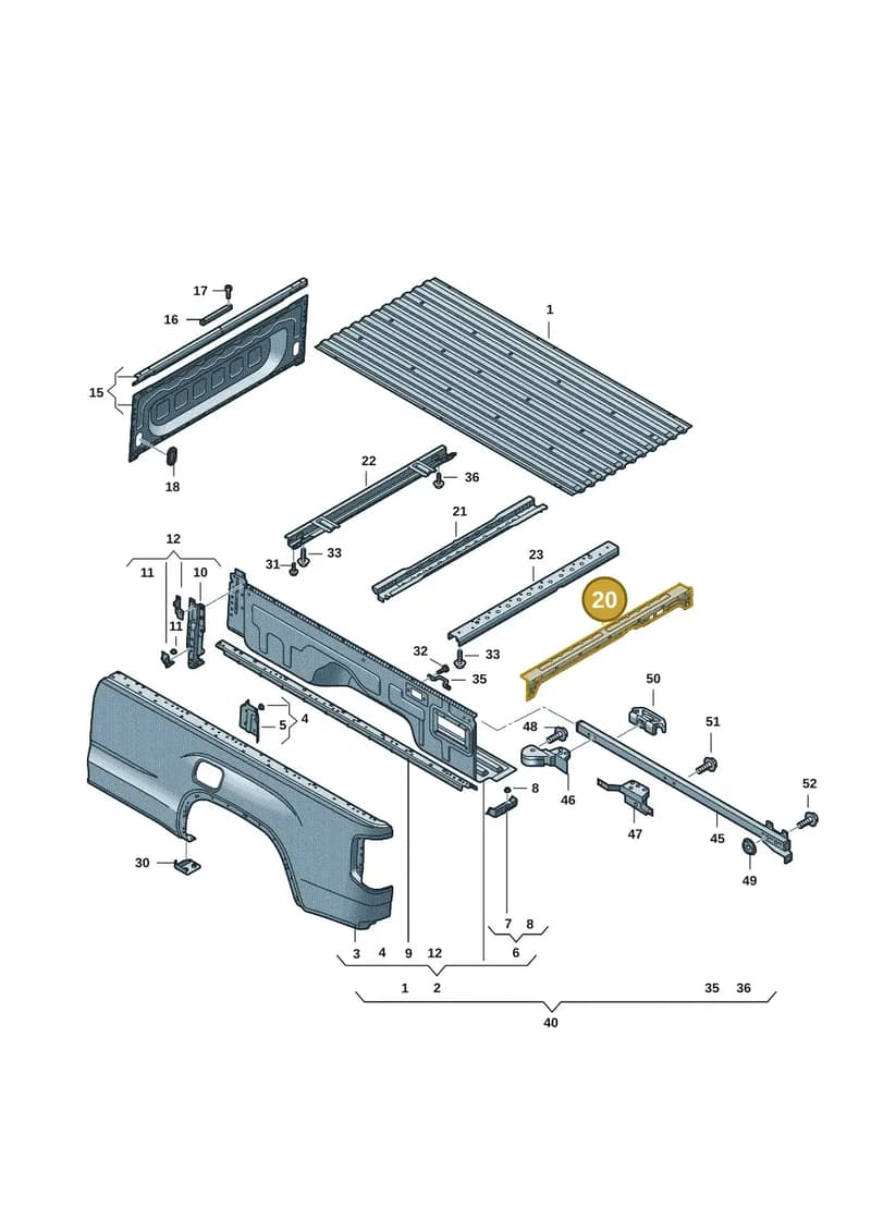 2HJ814295A — Volkswagen Amarok (2022-2025) diagram 2hb801000, position 20