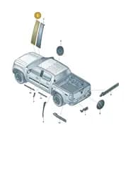 2HJ837374N05 Volkswagen Trim Foil for Door Window Frame (M-Black N05)