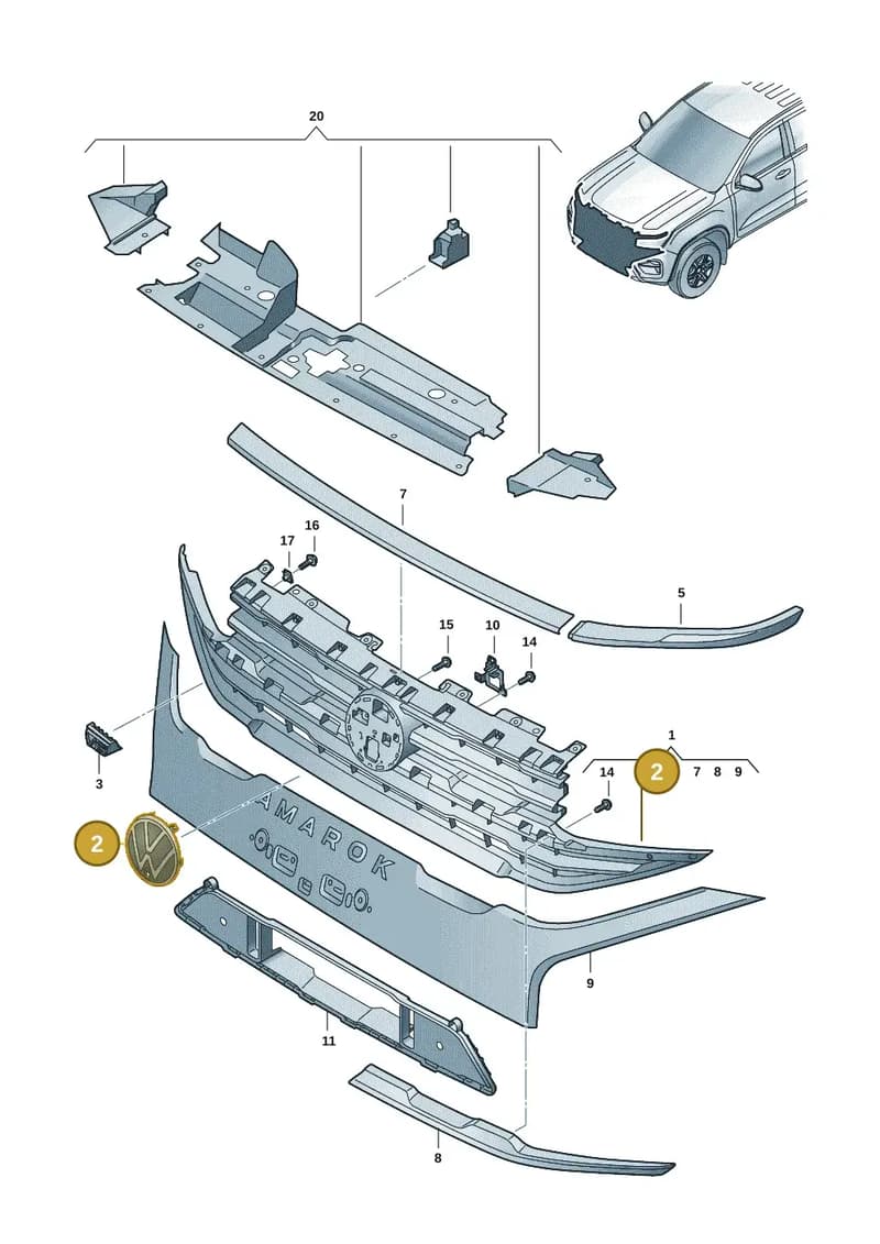 2HJ853601B — Volkswagen Amarok (2022-2025) diagram 2hb853000, position 2