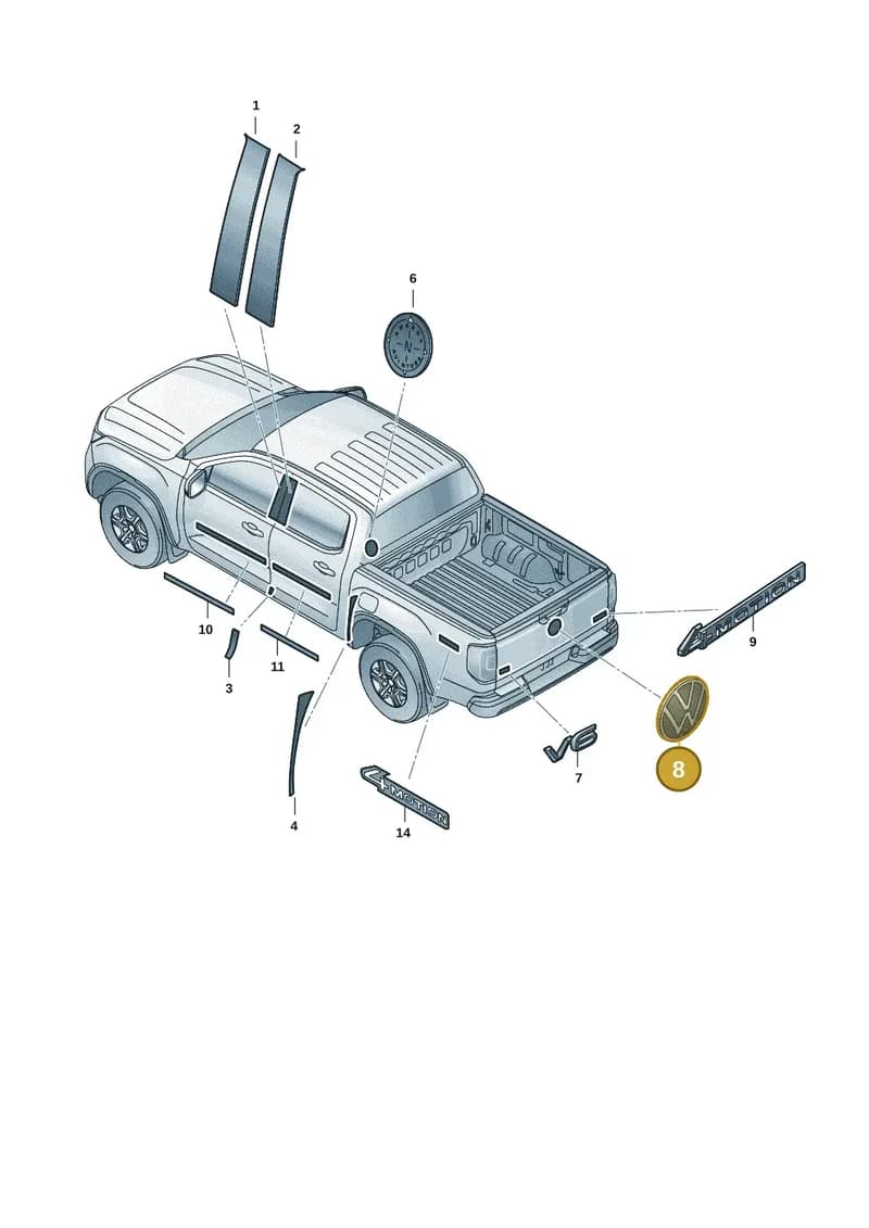 2HJ853630E — Volkswagen Amarok (2022-2025) diagram 2hb853350, position 8