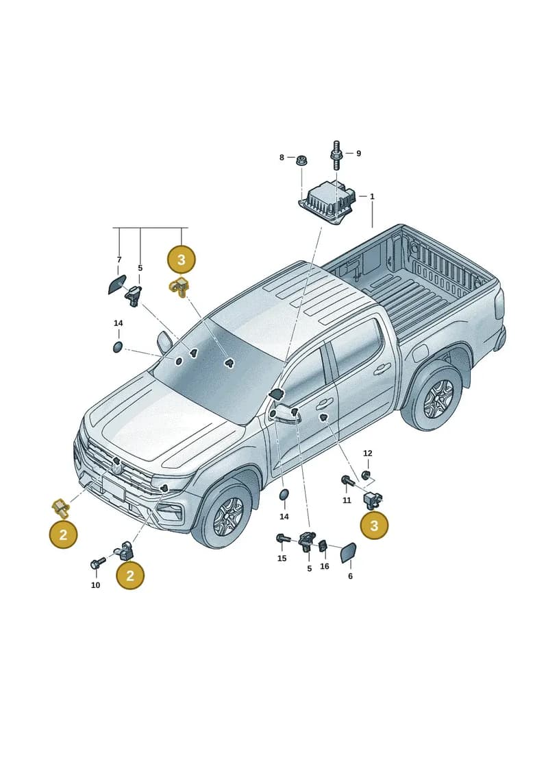 2HJ906351 — Volkswagen Amarok (2022-2025) diagram 2hb959610, position 2+3
