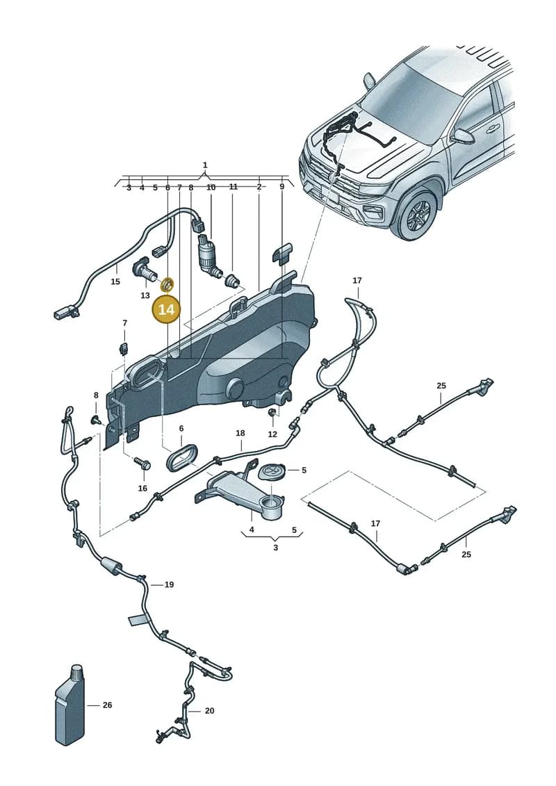 2HJ955483 — Volkswagen Amarok (2022-2025) diagram 2hb955100, position 14