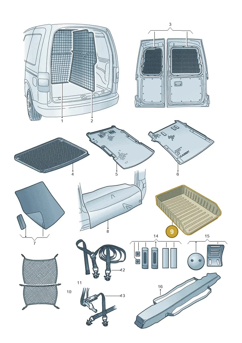 2K0061172 — Volkswagen Caddy (2015-2020) diagram 866061016, position 9