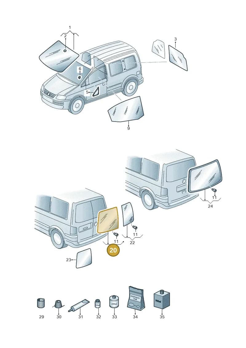 2K0845501QNVB — Volkswagen Caddy Maxi Kombi (2010-2015) diagram 652845000, position 20