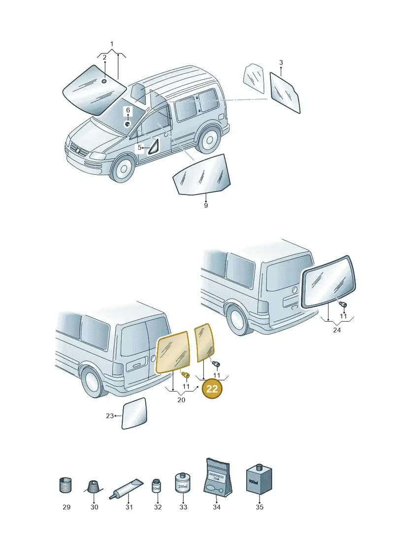 2K0845502RNVB — Volkswagen Caddy Maxi Kombi (2010-2015) diagram 652845000, position 22