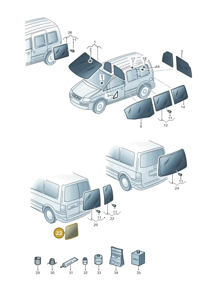 2K0853195905 — Volkswagen CADDY (2004-) diagram 443845000, position 23