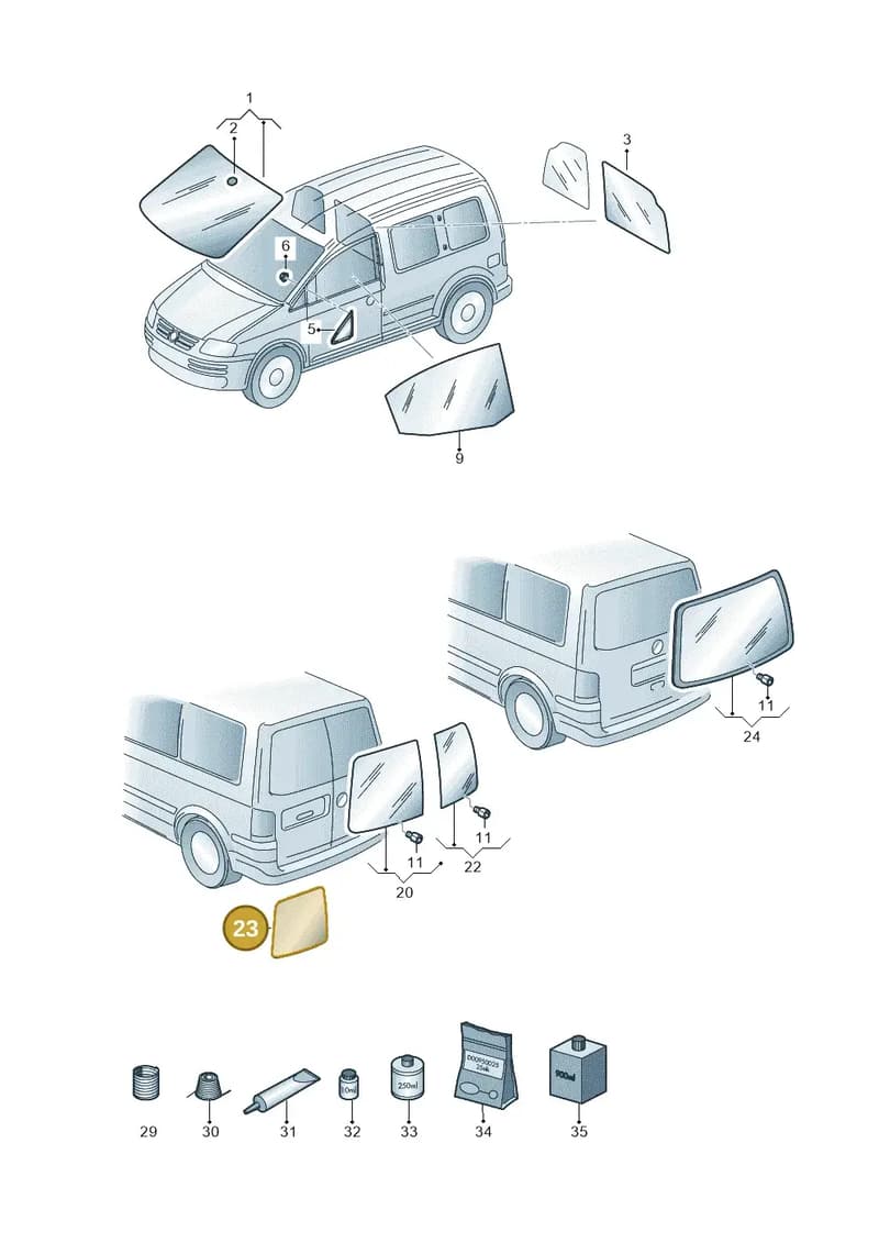 2K0853195905 — Volkswagen Caddy Maxi Kombi (2010-2015) diagram 652845000, position 23
