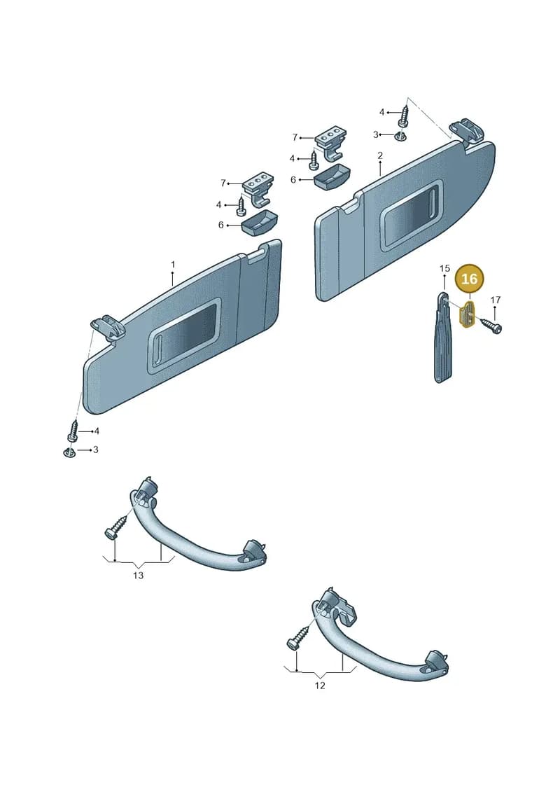 2K0857637Y20 — Volkswagen Caddy Maxi Kombi (2010-2015) diagram 443857500, position 16