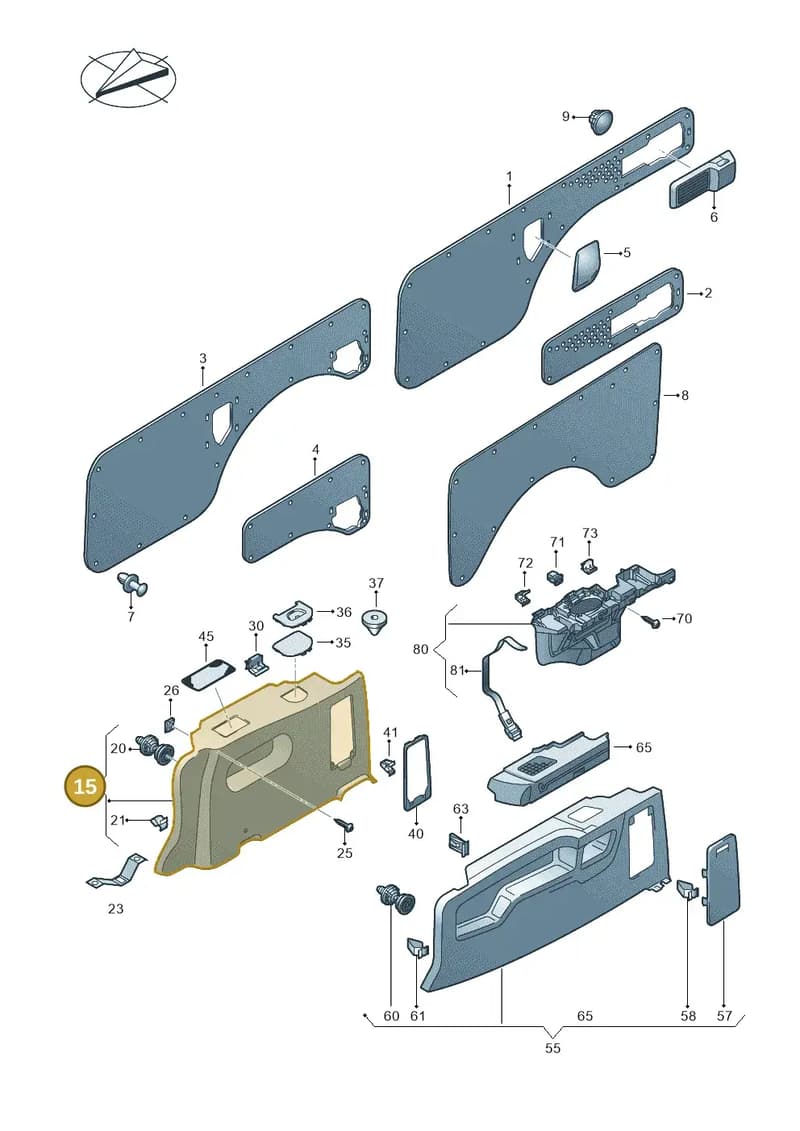 2K0867035P82V — Volkswagen Caddy (2015-2020) diagram 443867300, position 15