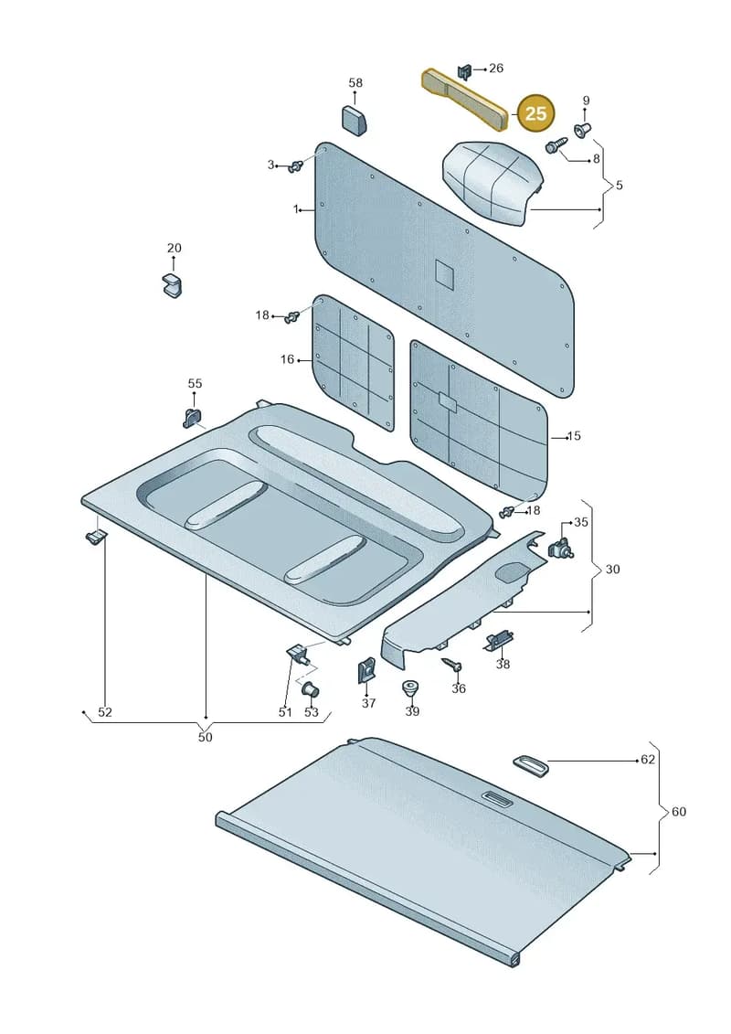 2K0867071Y20 — Volkswagen Caddy (2015-2020) diagram 866867800, position 25