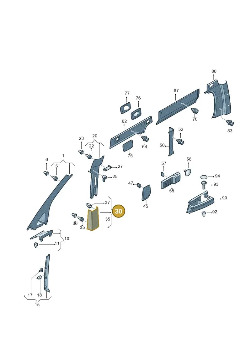 2K0867291AF71N — Volkswagen Caddy Maxi Kombi (2010-2015) diagram 443867650, position 30