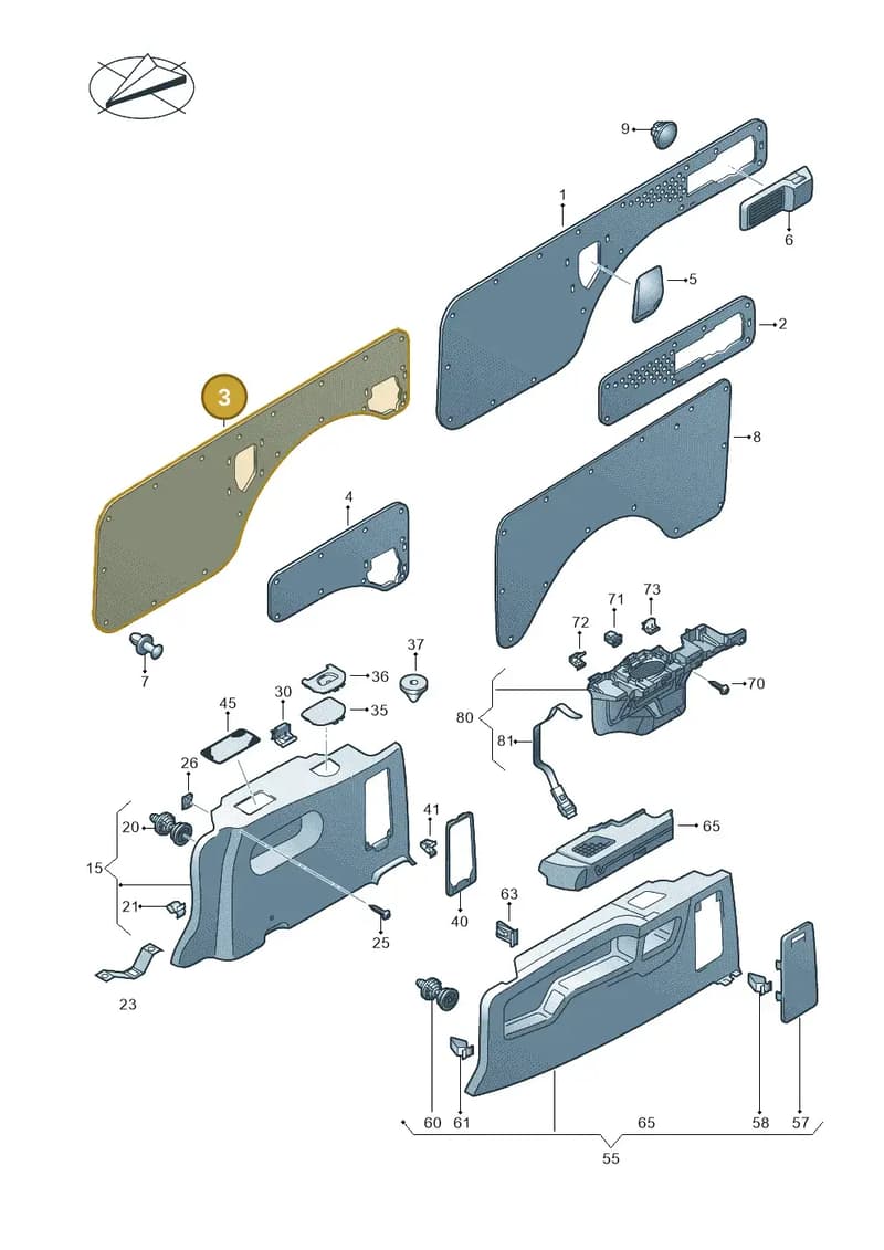 2K0867406JTZ6 — Volkswagen Caddy (2015-2020) diagram 443867300, position 3