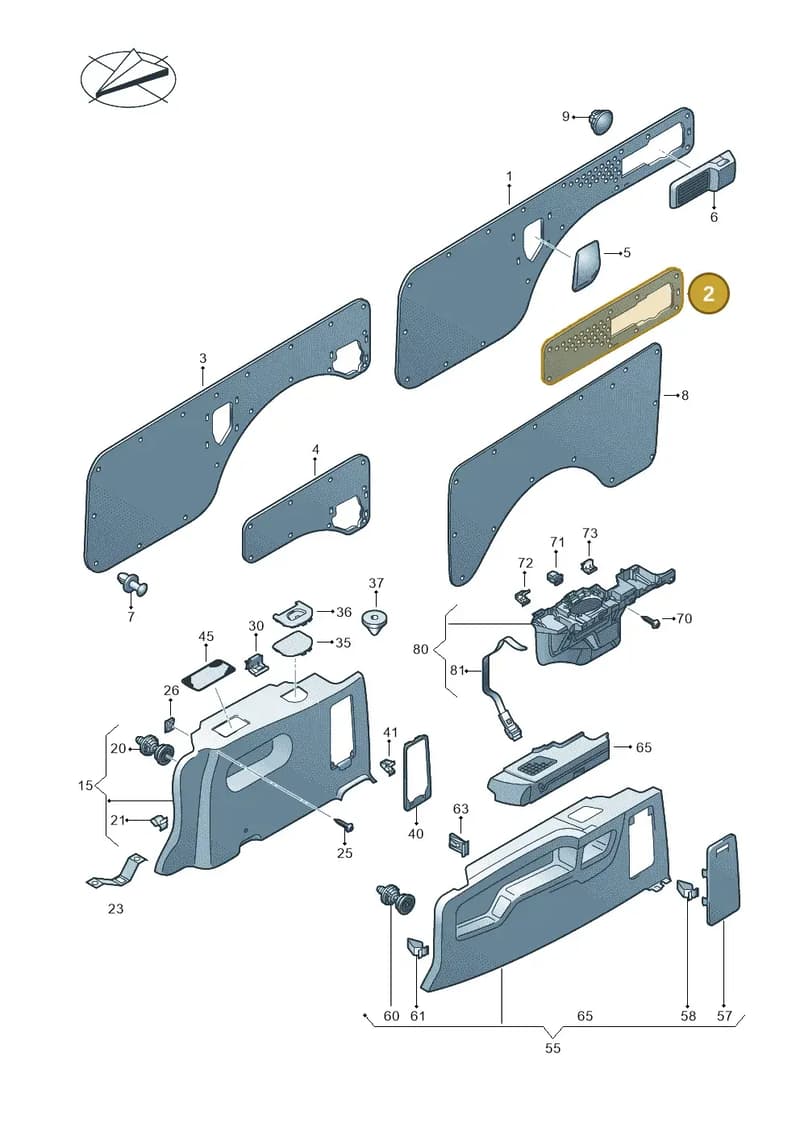 2K0867481NTZ6 — Volkswagen Caddy (2015-2020) diagram 443867300, position 2