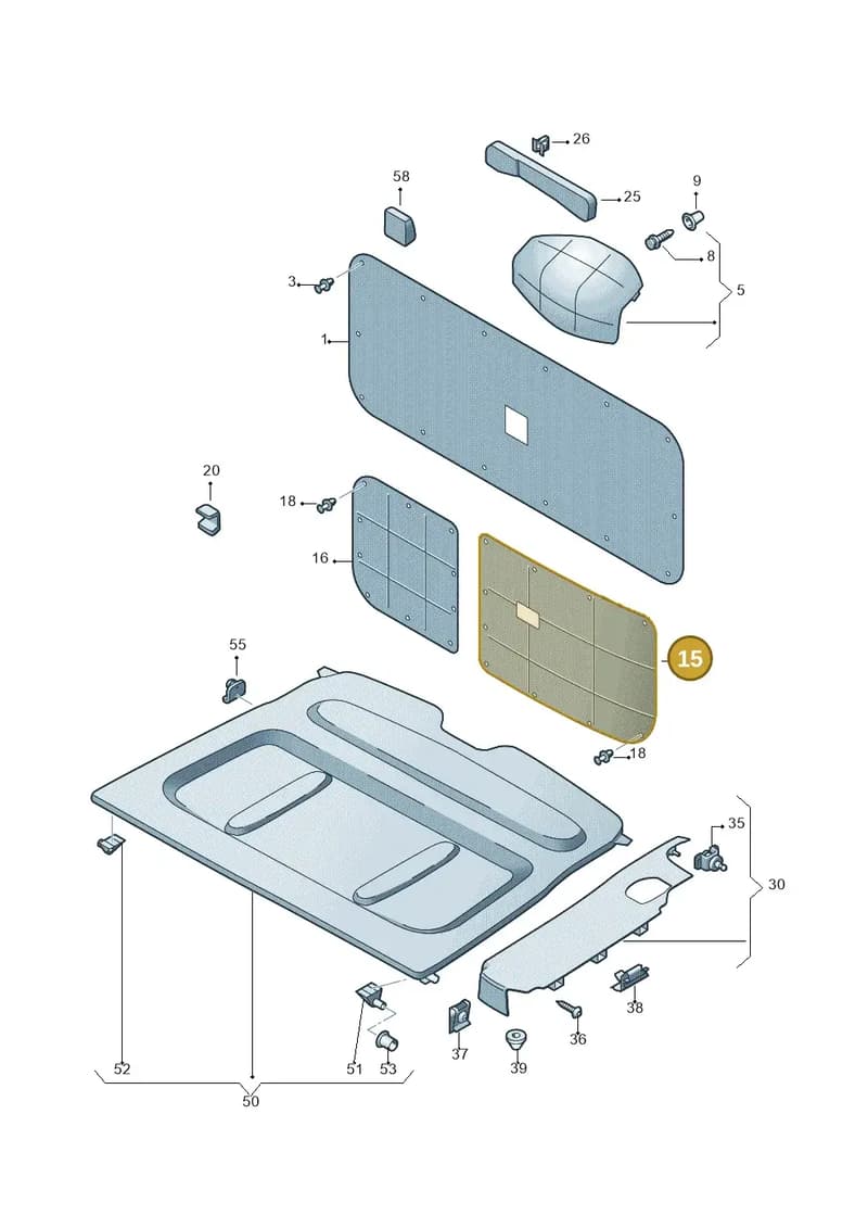 2K0867611ETZ6 — Volkswagen Caddy Maxi Kombi (2010-2015) diagram 443867800, position 15