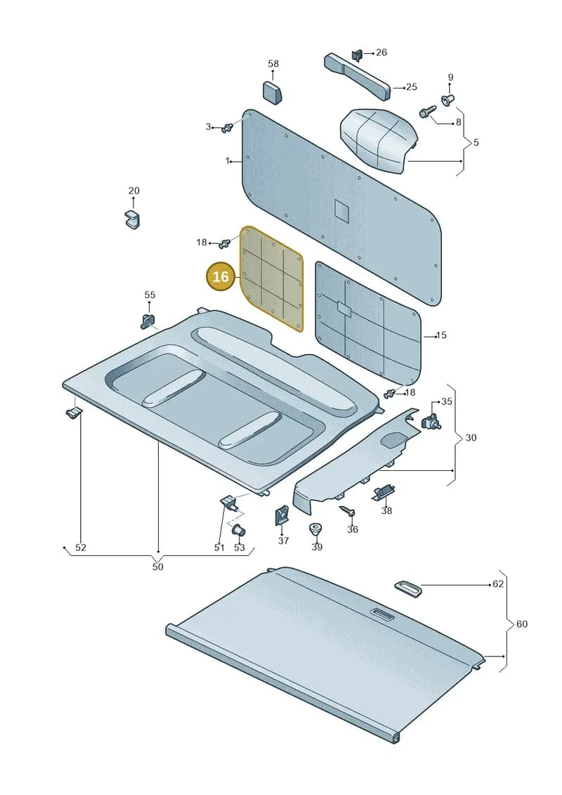2K0867612TZ6 — Volkswagen Caddy (2015-2020) diagram 866867800, position 16