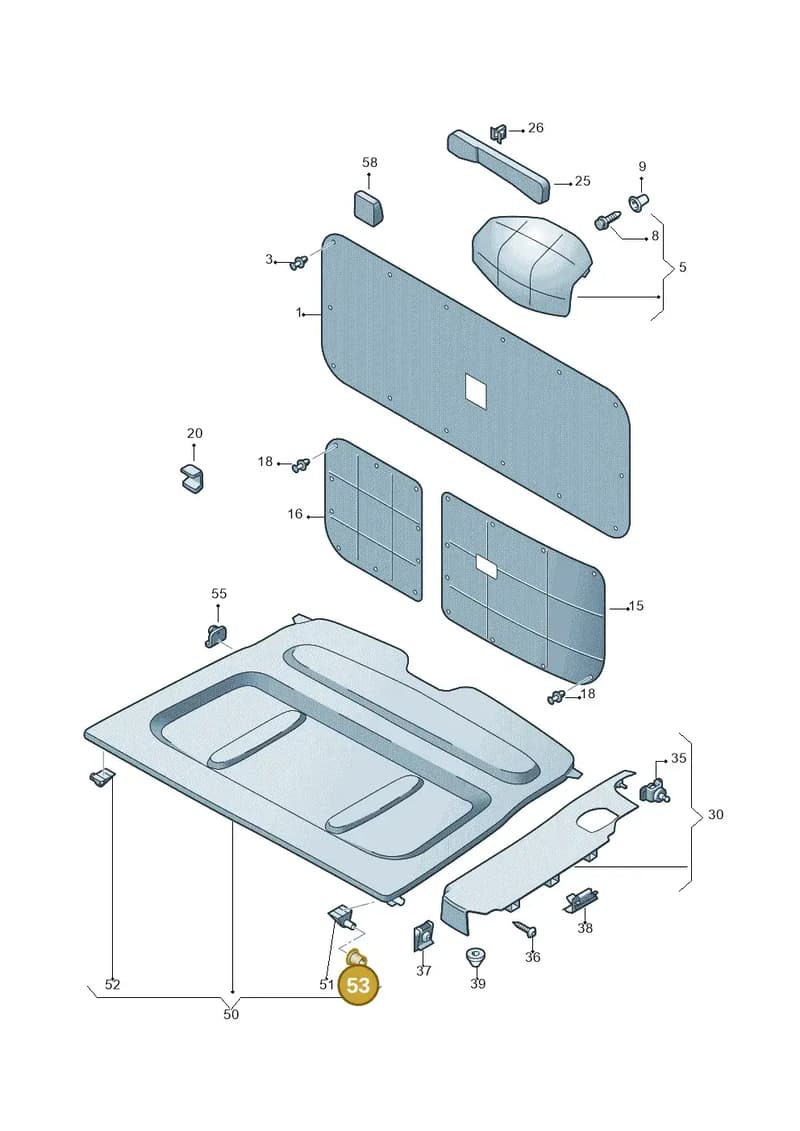 2K0867779 — Volkswagen Caddy Maxi Kombi (2010-2015) diagram 443867800, position 53