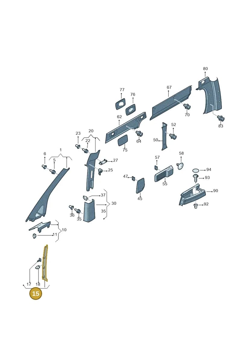 2K0868223B82V — Volkswagen Caddy Maxi Kombi (2010-2015) diagram 443867650, position 15