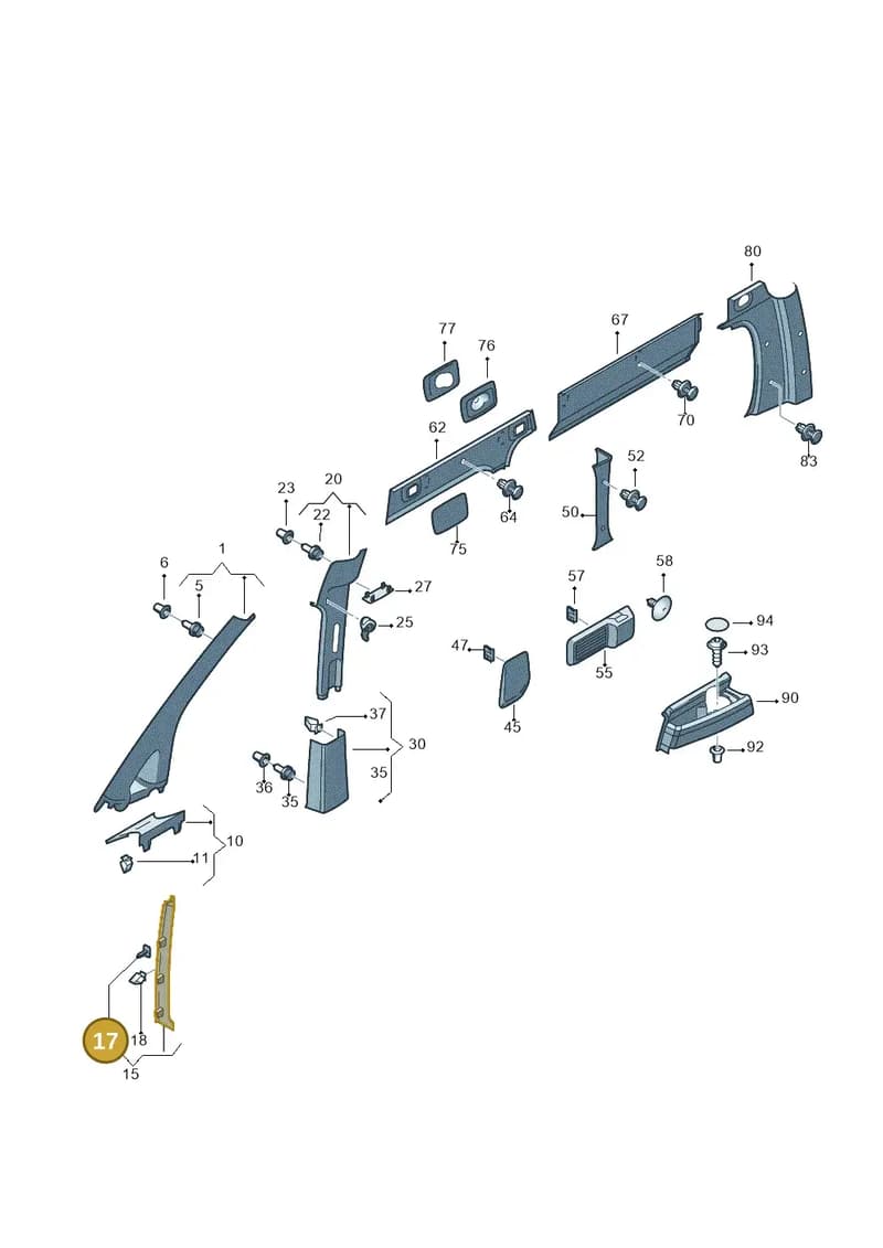 2K0868731 — Volkswagen Caddy Maxi Kombi (2010-2015) diagram 443867650, position 17