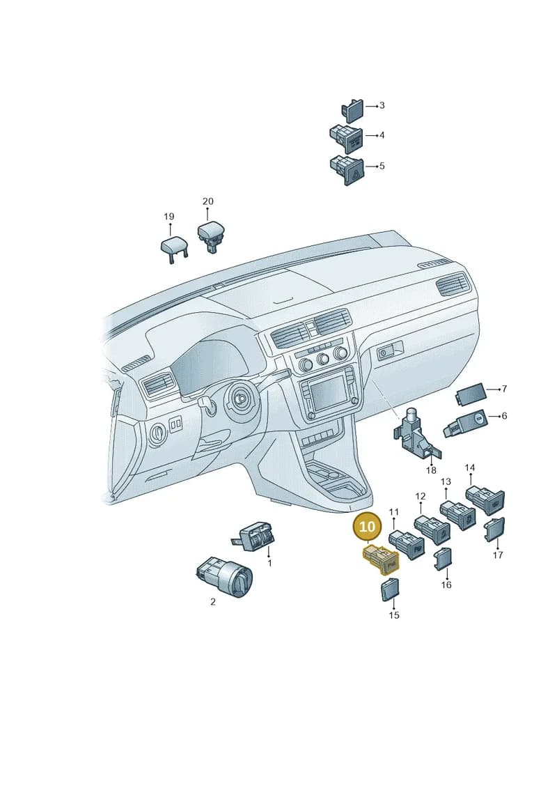 2K0927122WHS — Volkswagen Caddy (2015-2020) diagram 866941500, position 10