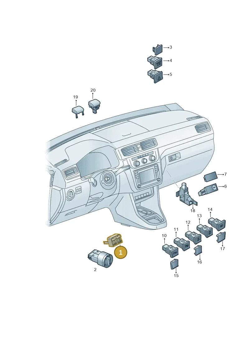 2K0941333DREH — Volkswagen Caddy (2015-2020) diagram 866941500, position 1