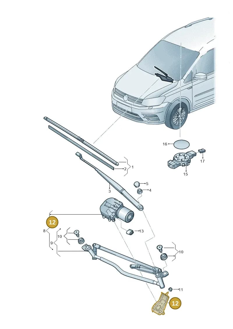 2K1955623 — Volkswagen Caddy (2015-2020) diagram 866955000, position 12