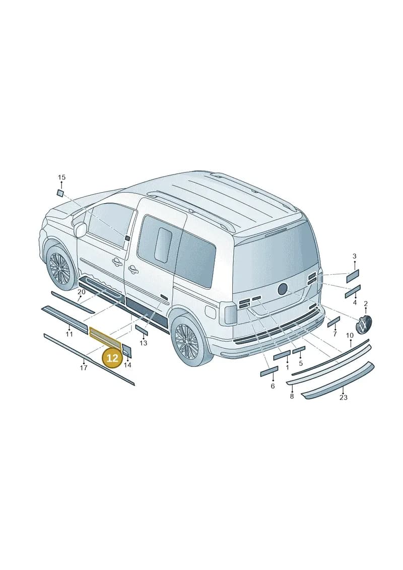 2K3853414AVR2 — Volkswagen Caddy (2015-2020) diagram 866853500, position 12