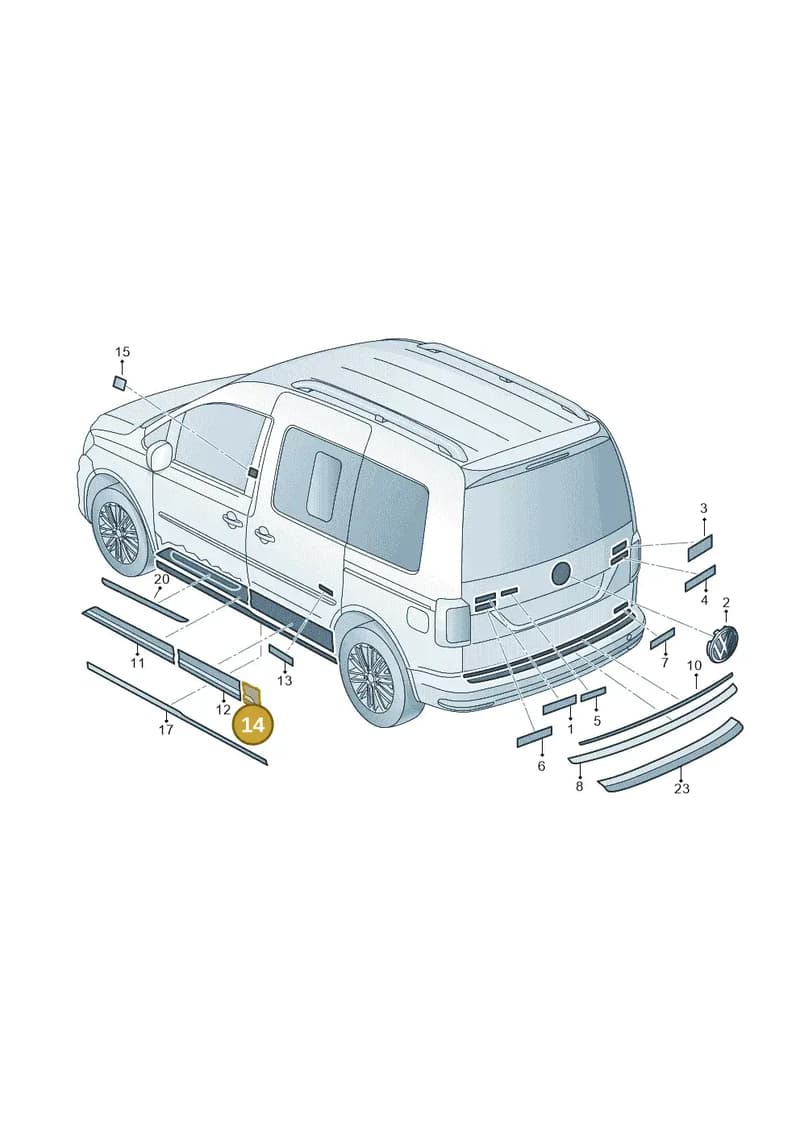 2K3853414BVR2 — Volkswagen Caddy (2015-2020) diagram 866853500, position 14