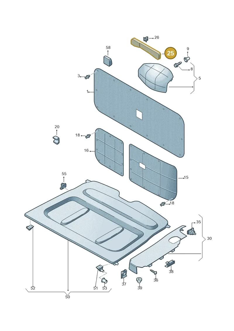 2K3867071Y20 — Volkswagen Caddy Maxi Kombi (2010-2015) diagram 443867800, position 25