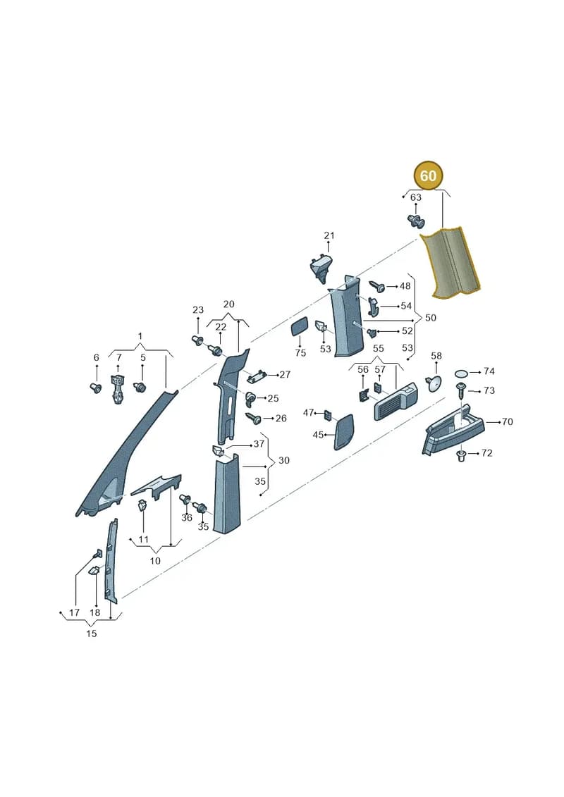 2K3867246JY20 — Volkswagen Caddy (2015-2020) diagram 866867650, position 60