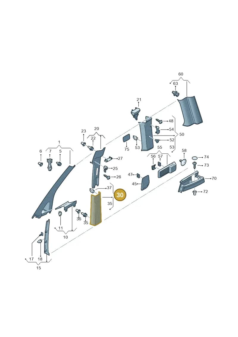 2K3867291F82V — Volkswagen Caddy (2015-2020) diagram 866867650, position 30
