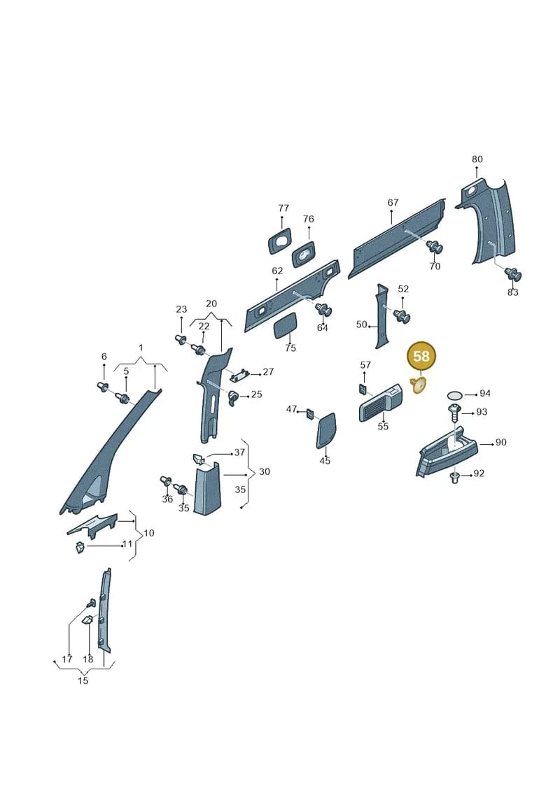 2K3867645Y20 — Volkswagen Caddy Maxi Kombi (2010-2015) diagram 443867650, position 58
