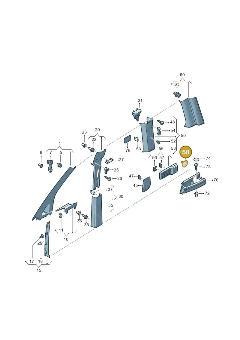 2K3867645Y20 — Volkswagen Caddy (2015-2020) diagram 866867650, position 58