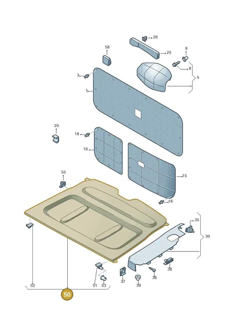 2K3867769J7T8 — Volkswagen Caddy Maxi Kombi (2010-2015) diagram 443867800, position 50