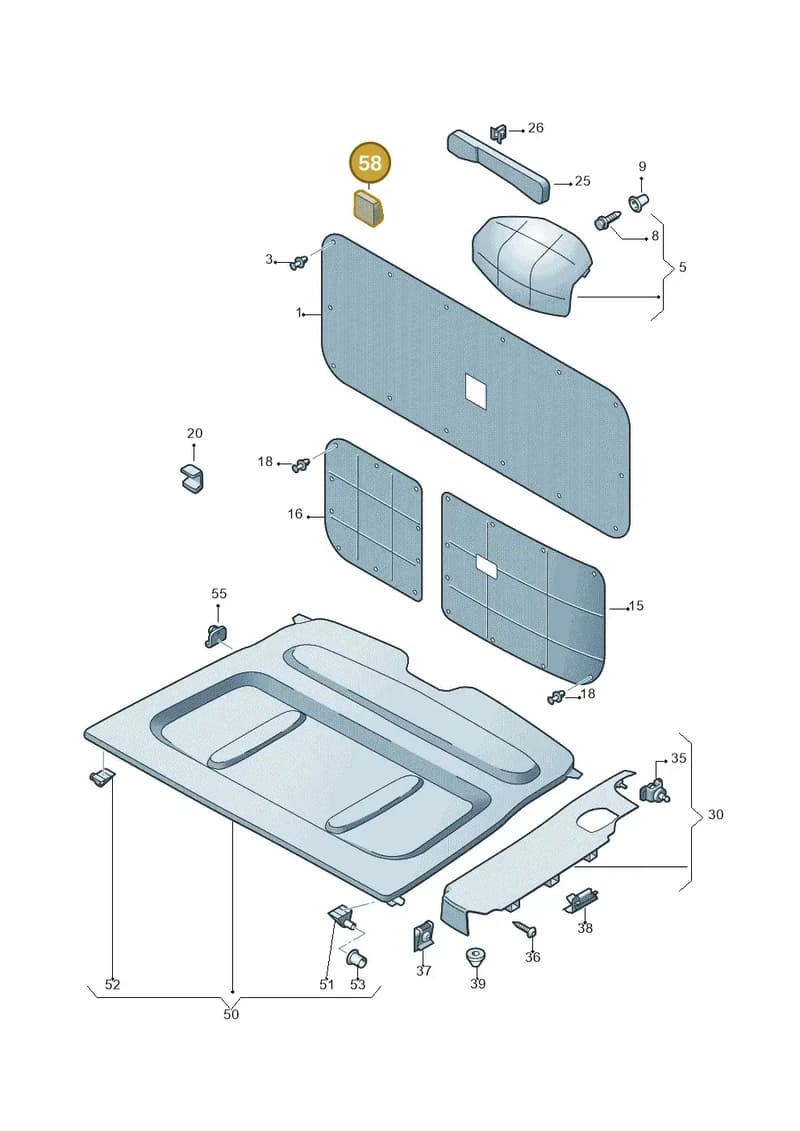2K3867815A — Volkswagen Caddy panel van (2008-2010) diagram 443867800, position 58