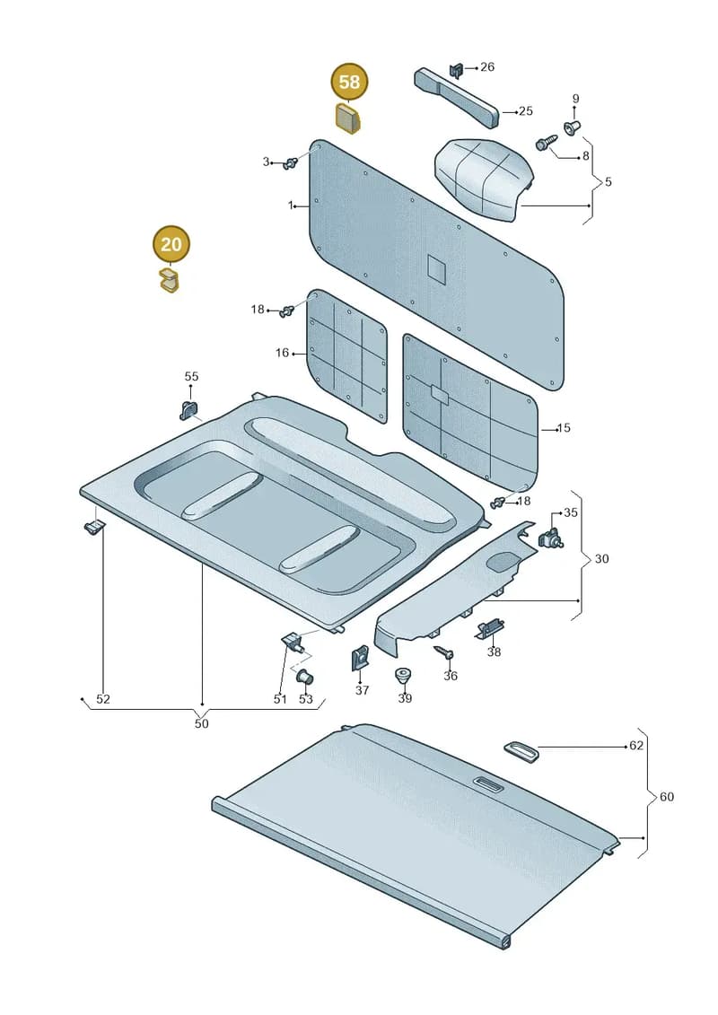 2K3867815A — Volkswagen Caddy (2015-2020) diagram 866867800, position 20+58
