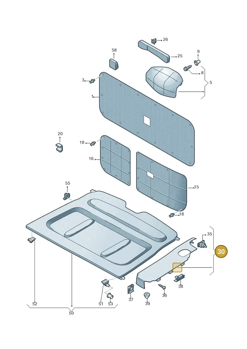 2K3868230F82V — Volkswagen Caddy Maxi Kombi (2010-2015) diagram 443867800, position 30