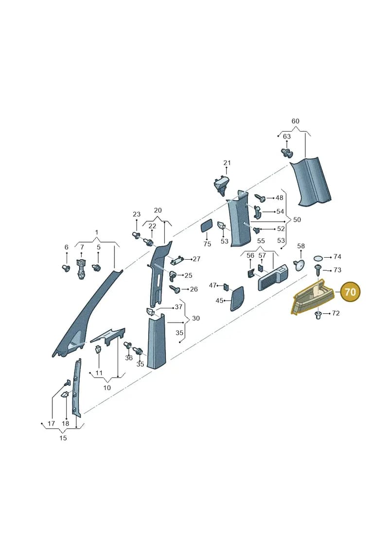 2K3868678D82V — Volkswagen Caddy (2015-2020) diagram 866867650, position 70