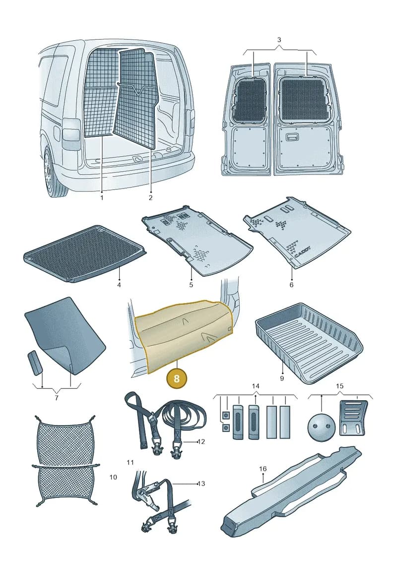 2K5061210 — Volkswagen Caddy (2015-2020) diagram 866061016, position 8