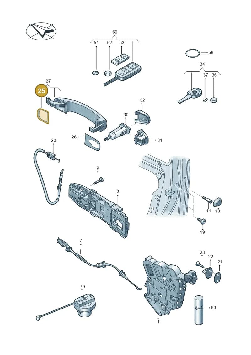2K5837209A — Volkswagen Caddy (2015-2020) diagram 866837000, position 25