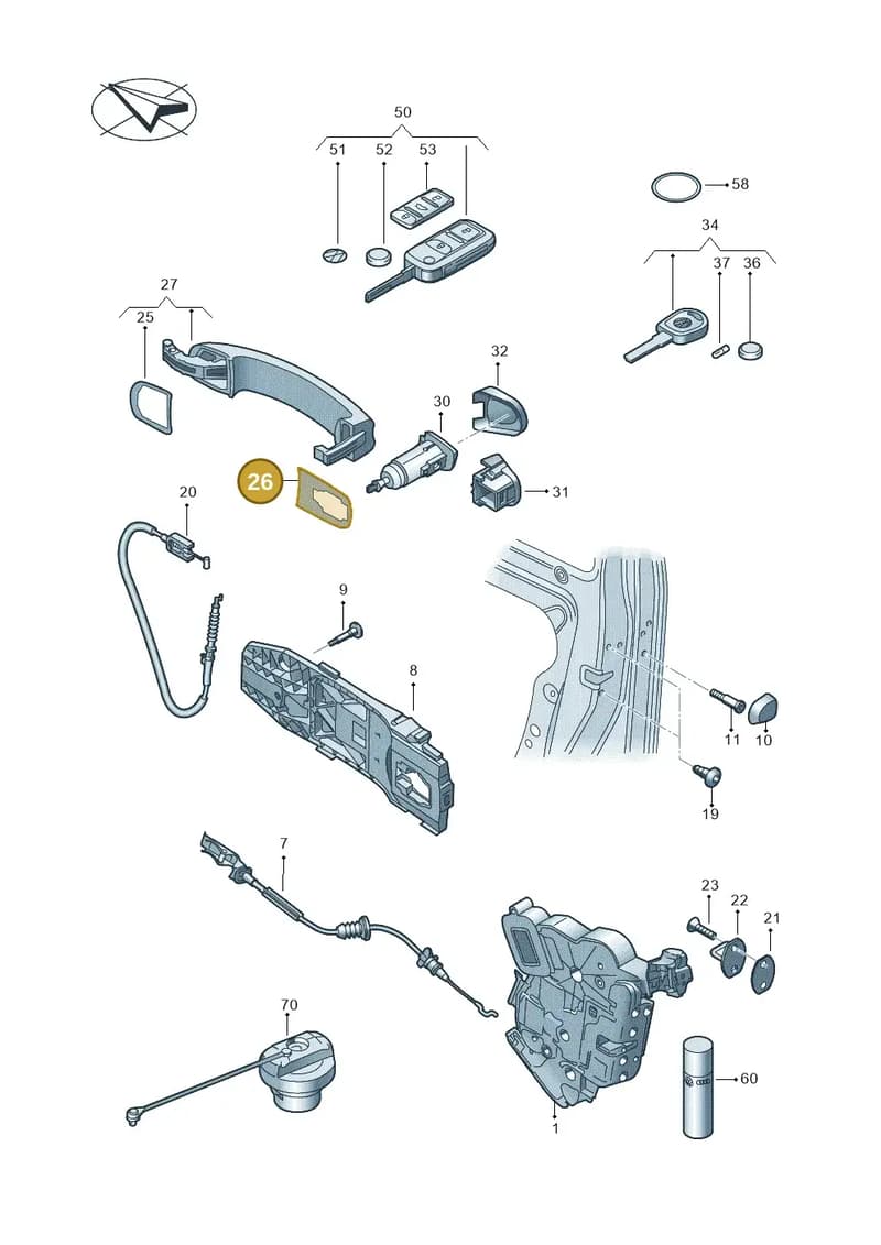 2K5837211A — Volkswagen Caddy (2015-2020) diagram 866837000, position 26