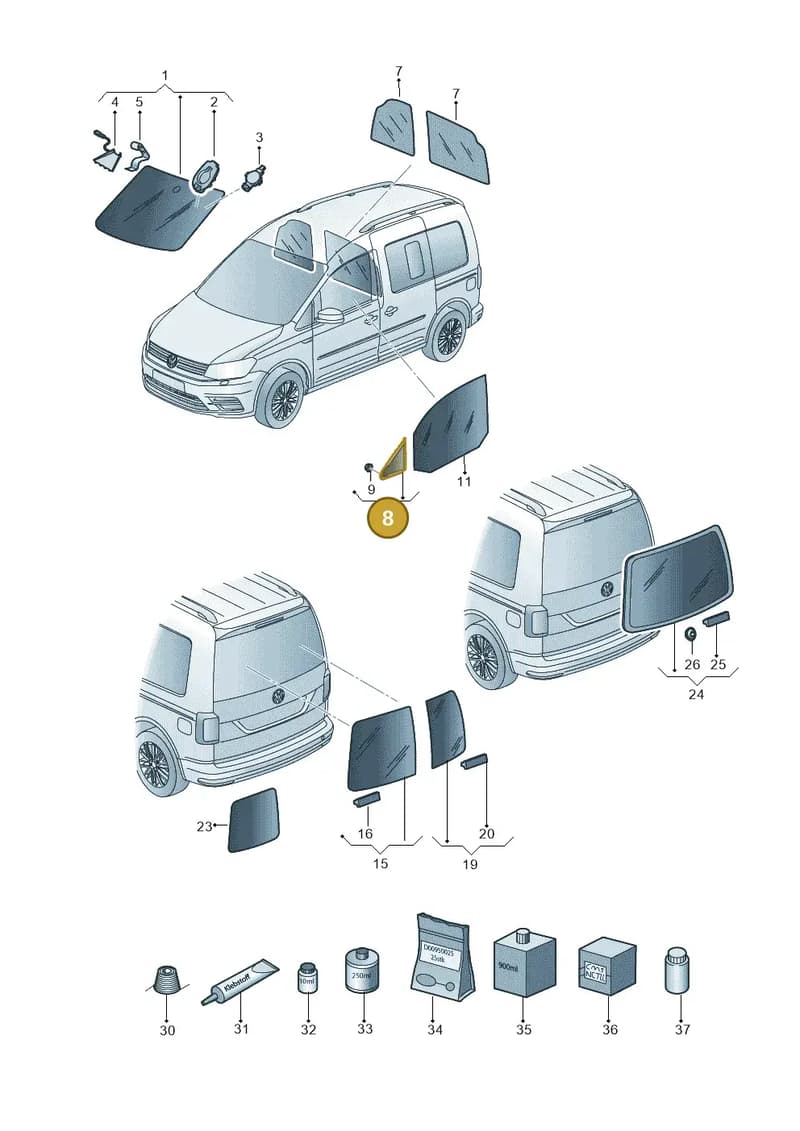 2K5845411A — Volkswagen Caddy (2015-2020) diagram 866845000, position 8