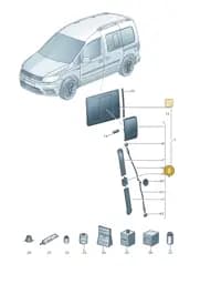2K5847796C Volkswagen Glass Pane Movable for Side Window