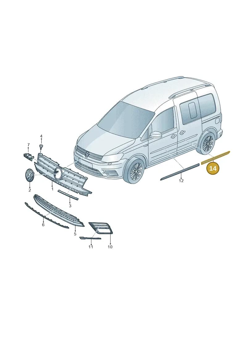 2K5853535LGRU — Volkswagen Caddy (2015-2020) diagram 866853000, position 14
