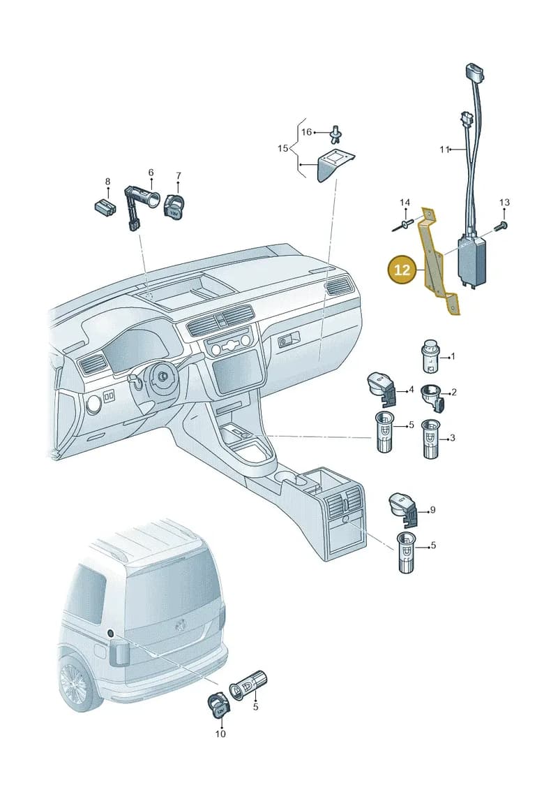 2K5857156 — Volkswagen Caddy (2015-2020) diagram 866919200, position 12