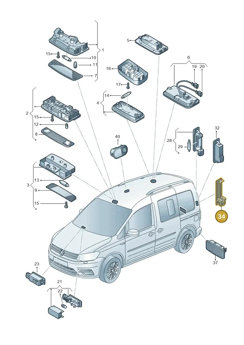 2K5947101 — Volkswagen Caddy (2015-2020) diagram 866947020, position 34