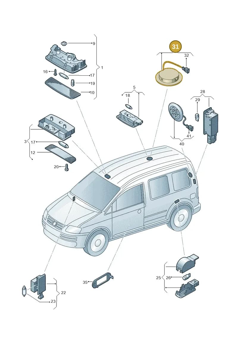 2K5947105A — Volkswagen Caddy Maxi Kombi (2010-2015) diagram 443947000, position 31
