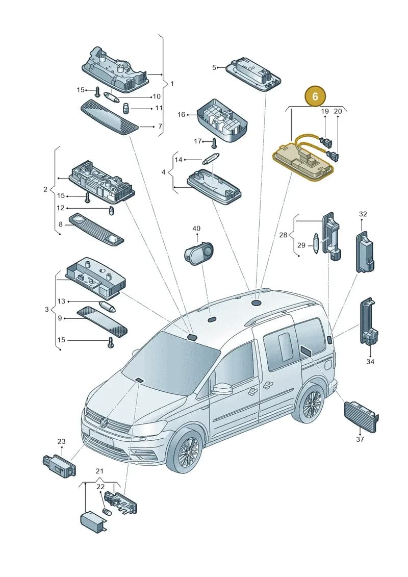 2K5947105A — Volkswagen Caddy (2015-2020) diagram 866947020, position 6